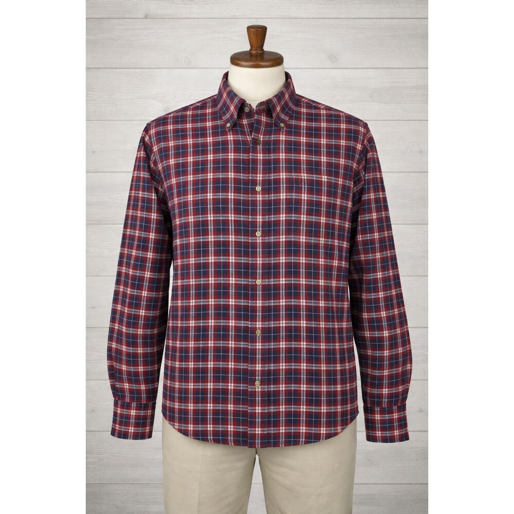 Orvis Mens XL Plaid Flannel Shirt Purple Red‎